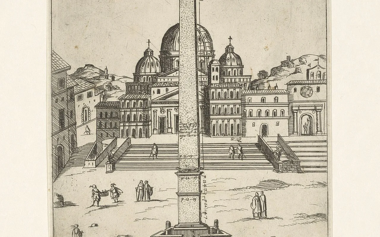 The The Egyptian obelisk at the center of St. Peter's Square, Vatican City